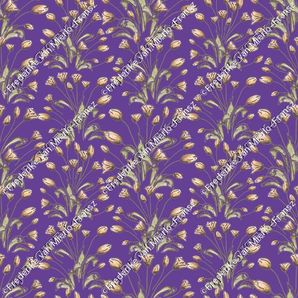 Tulips flowerpattern on purple