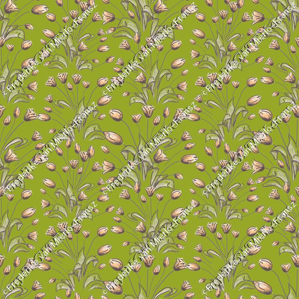 Tulips flowerpattern on green