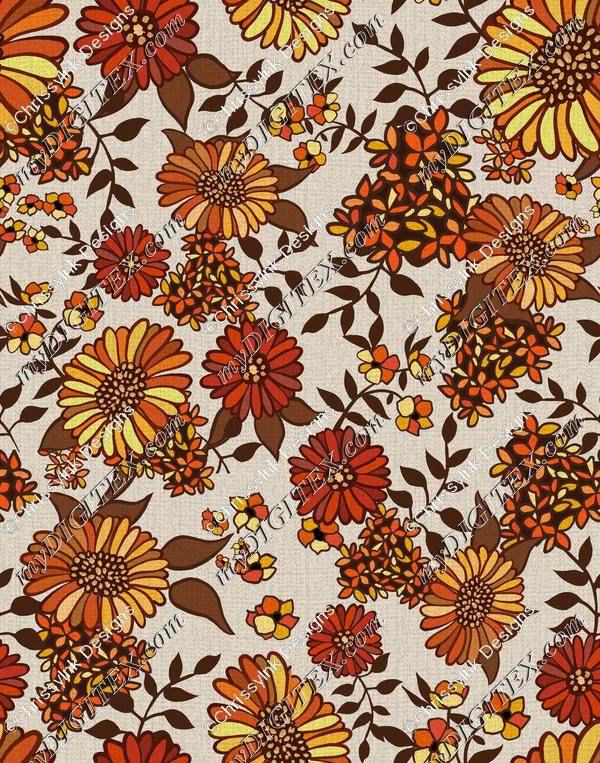 Retro 70s vintage style flowers