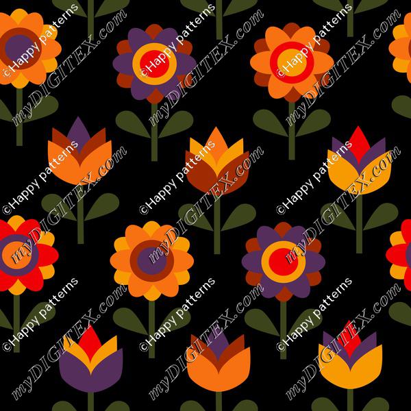 Summer flowers on black