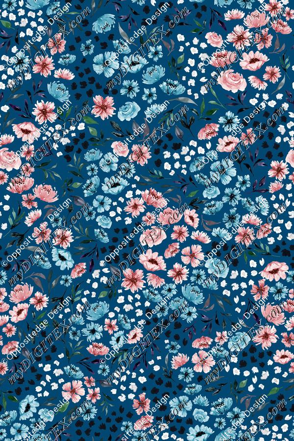 Ditsy Spring Watercolor Flower V.01-Blue
