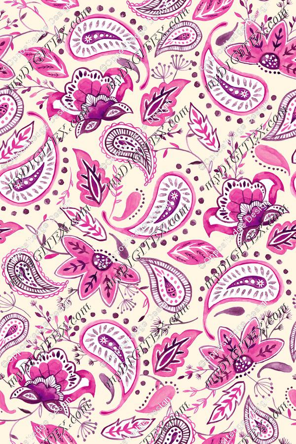 Lovely Paisley Florals Pink-Beige