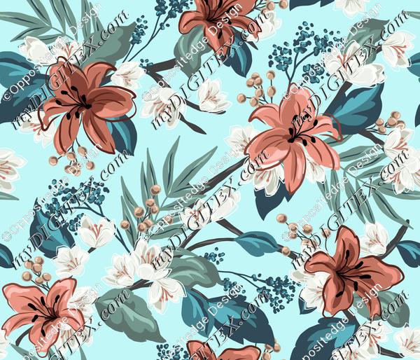 Carnation Chintz - Teal-01