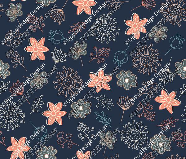 Cute Pastel Flowers - Blue-01