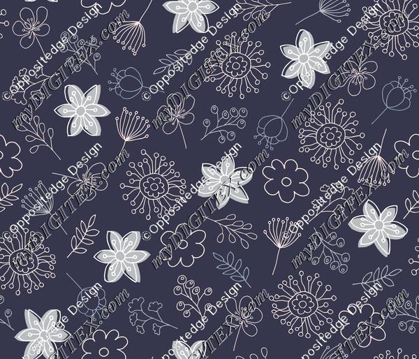 Cute Pastel Flowers - BlueGray-01