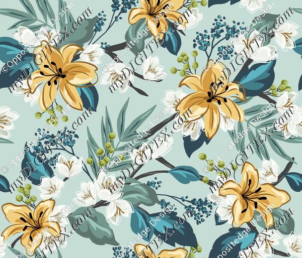 Daffodil Chintz - Light Turquoise-01