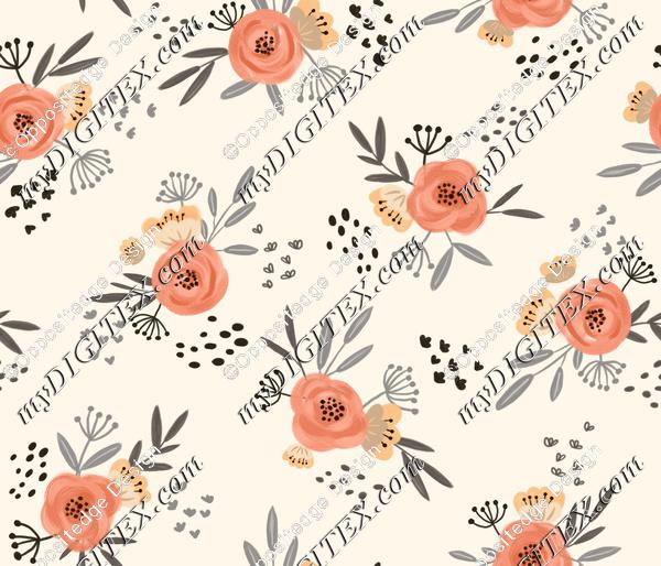 Floral Peach Garden-Light Beige
