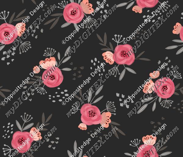 Floral Pink Garden-DarkGray