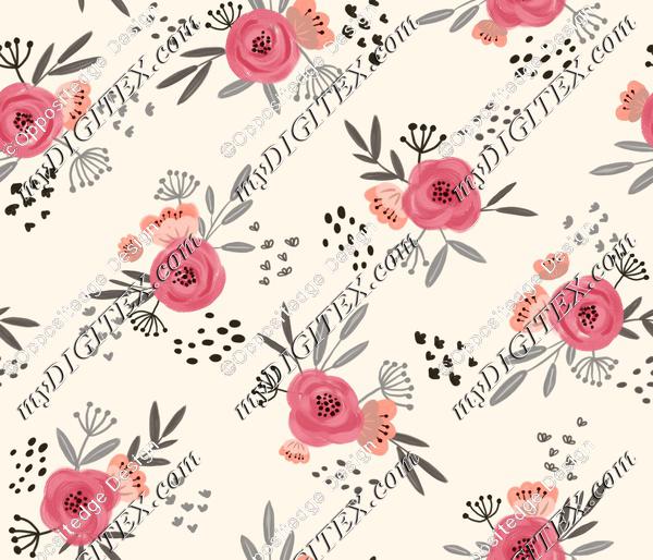 Floral Pink Garden-LightBeige
