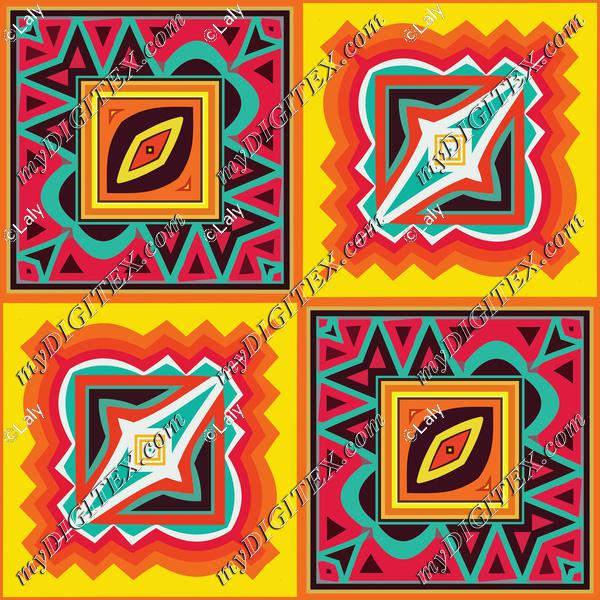 Colorful shapes in squares