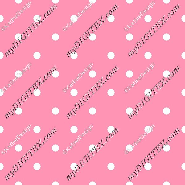 Polka dot white on pink background textile. Dotted fabric