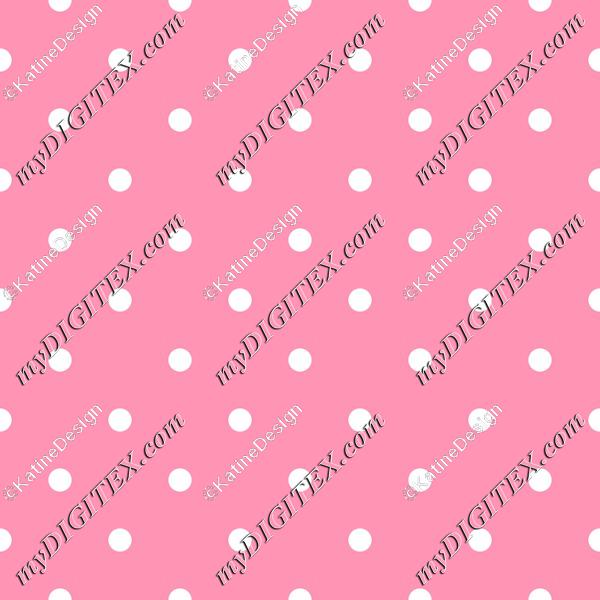 Polka dot white on pink background textile. Dotted fabric