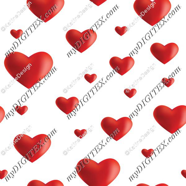 3d hearts on white background