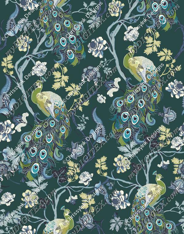 Chinoiserie-Teal-Peacocks