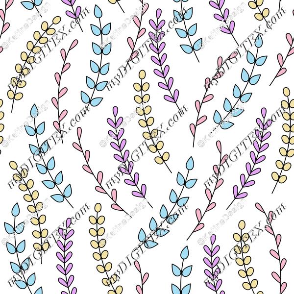 Pastel branches with leaves