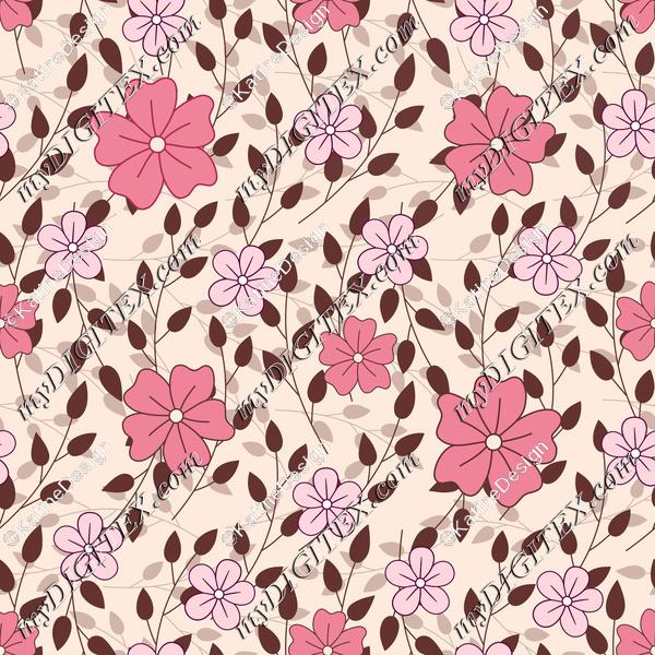 Leaves and flowers on peach background