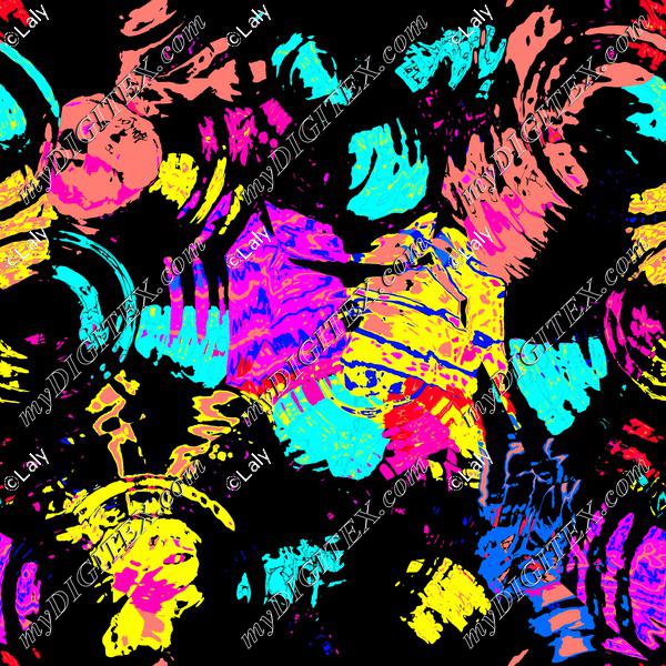 Colorful shapes on a black background