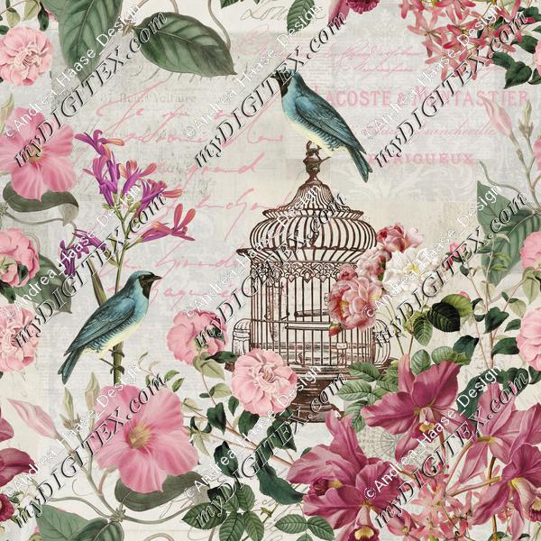 Vintage Birdcage And Flowers