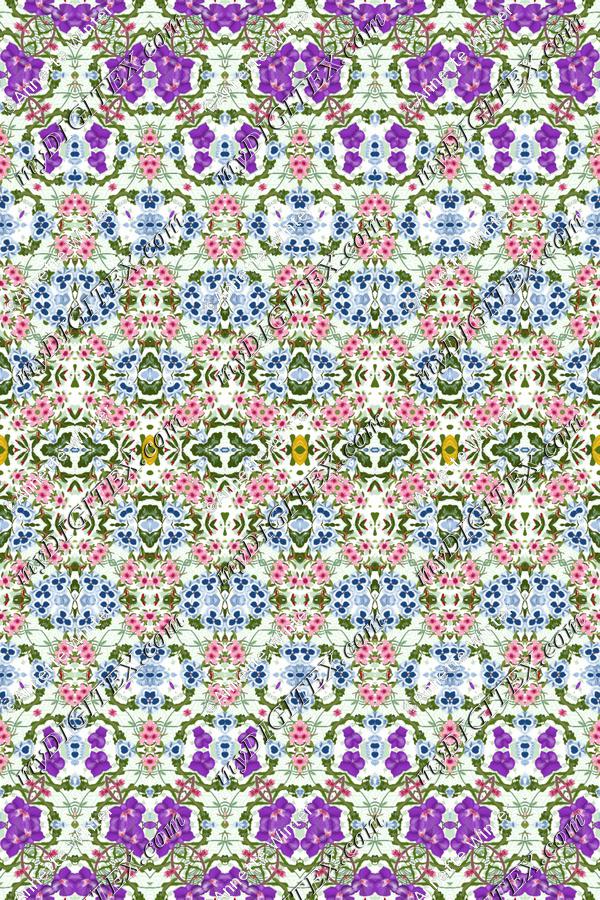 Geometric Fashion Print Purple Blue Pink Floral