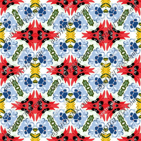 Geometric Fashion Print Blue Red Black Yellow