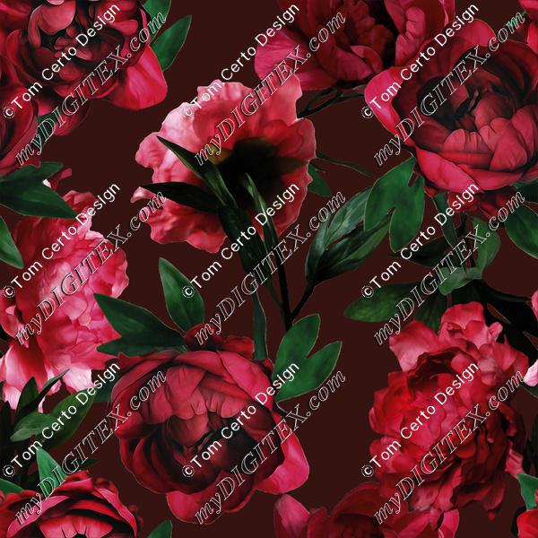 Peony print red