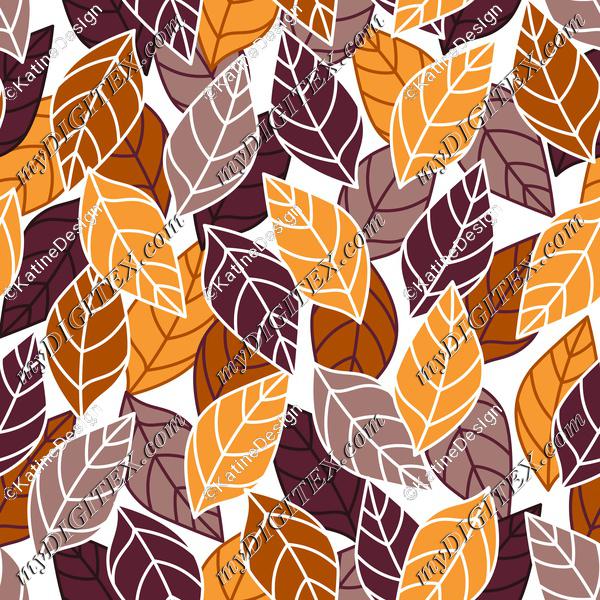 Autumn leaves in brown and orange shades, fall seamless pattern, textile design