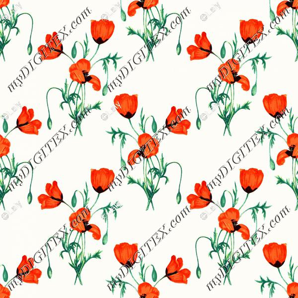 Poppy watercolor pattern