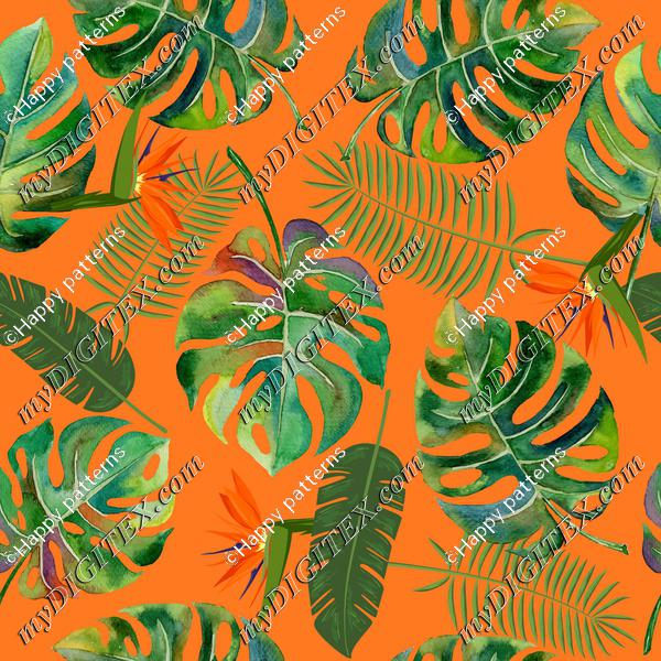 tropical leaves orange