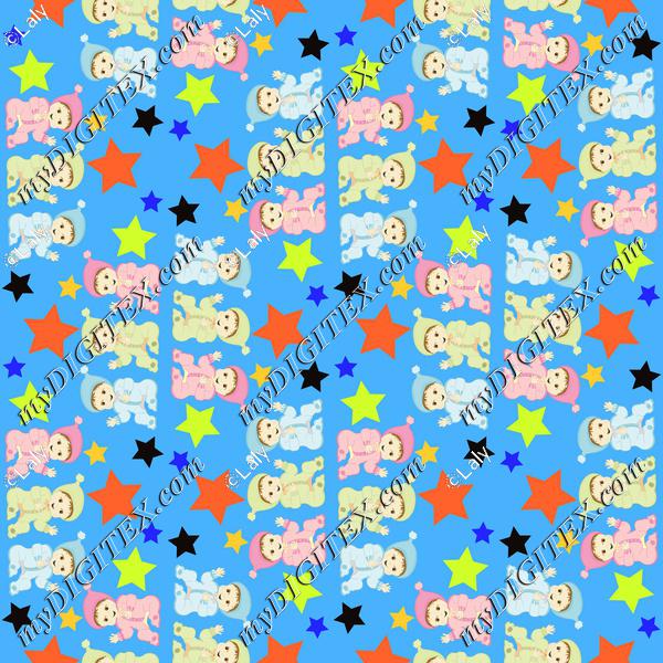 Babies and stars pattern