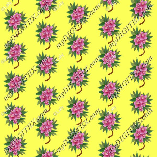 Pink flowers on a yellow background pattern