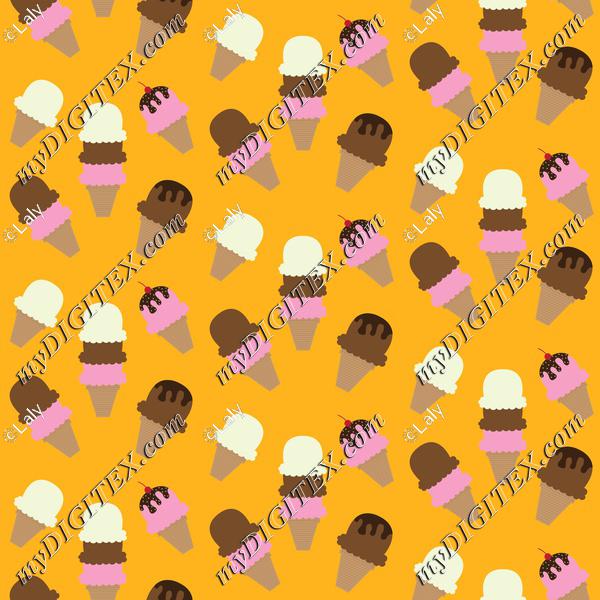 Ice cream on an orange backgroun pattern