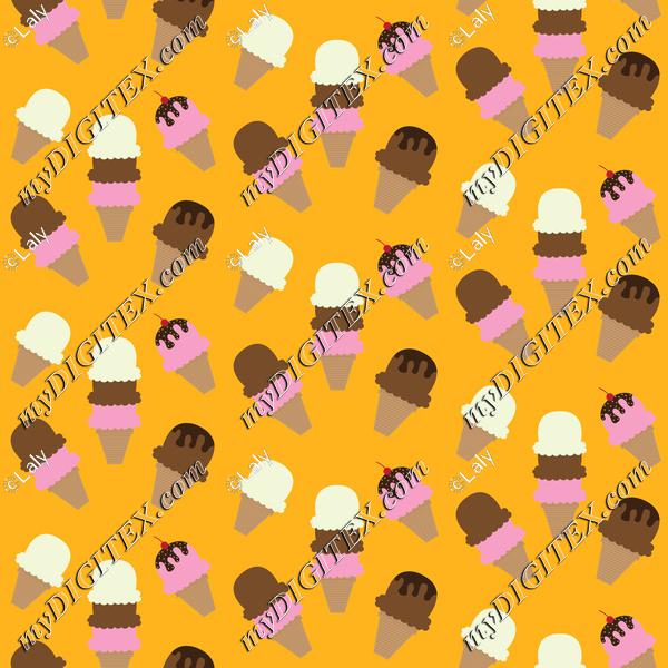 Ice cream on an orange backgroun pattern