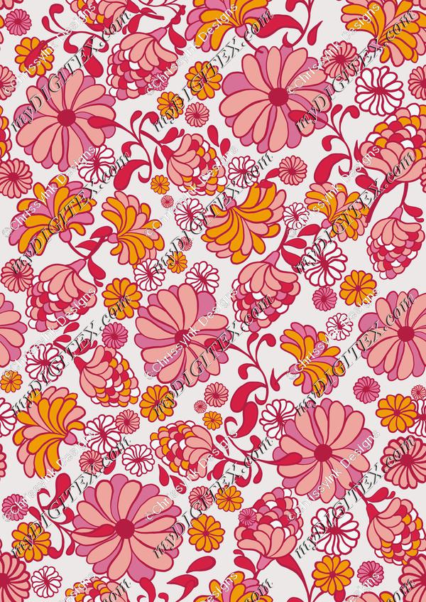 Retro 70s pink flowers-REPEAT