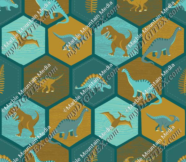 Dinosaur Hex - Teal