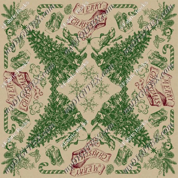 Country Christmas Bandana Toile 1