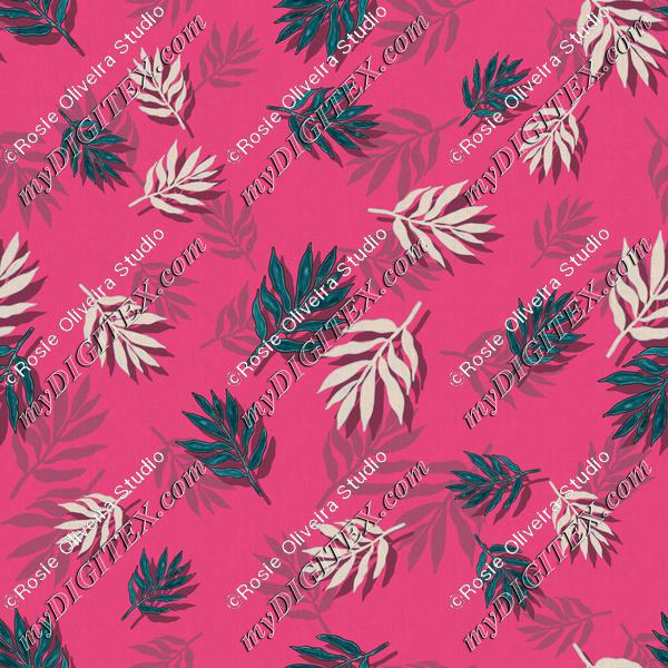 ROS101621LeafBlue&OffWhitePatternPink