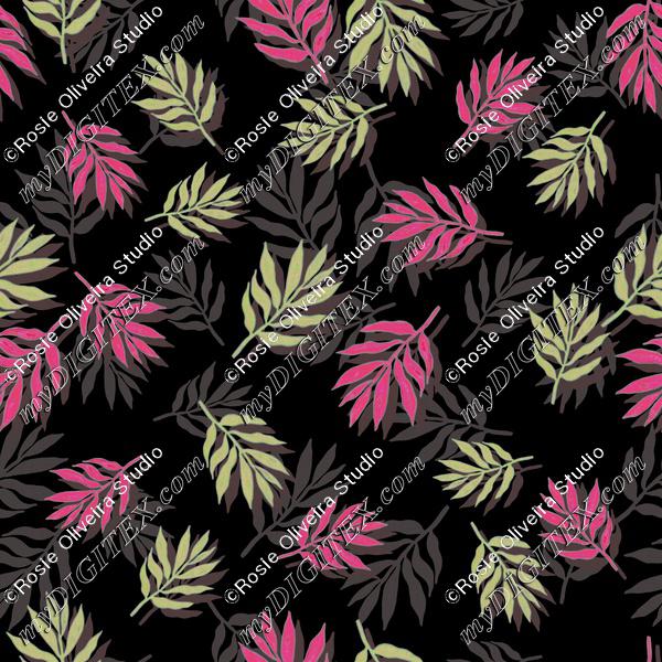 ROS101621LeafPink&GreenPatternBlack