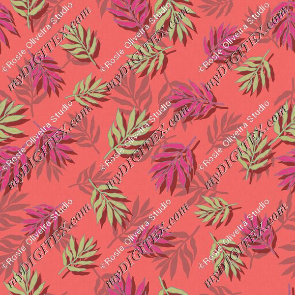 ROS101621LeafPink&GreenPatternCoral