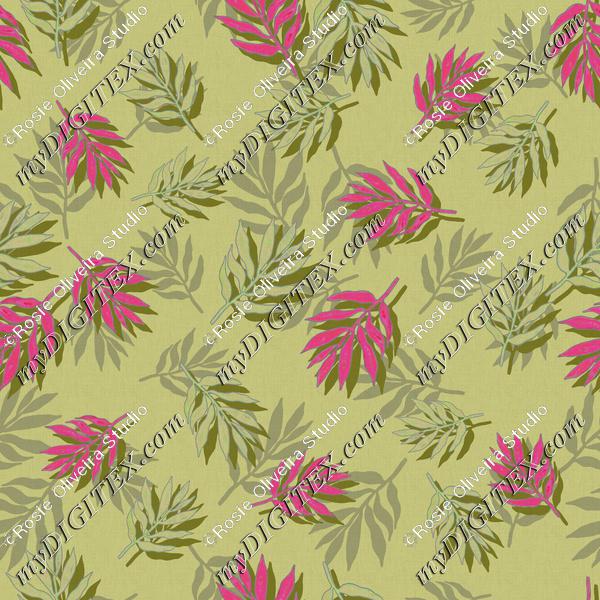 ROS101621LeafPink&GreenPatternGreen