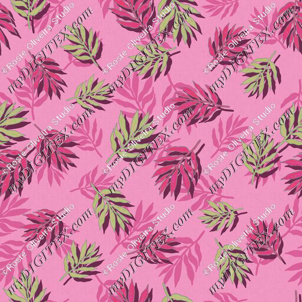 ROS101621LeafPink&GreenPatternPalePink