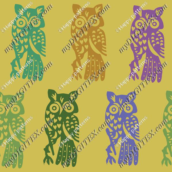 owls colorful