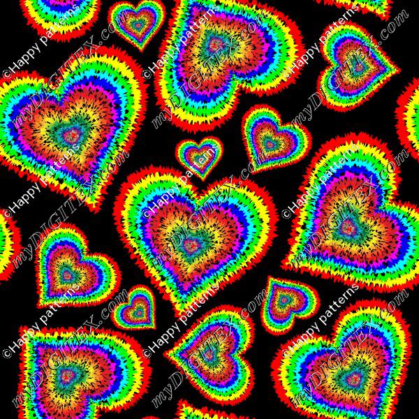 rainbow hearts on black