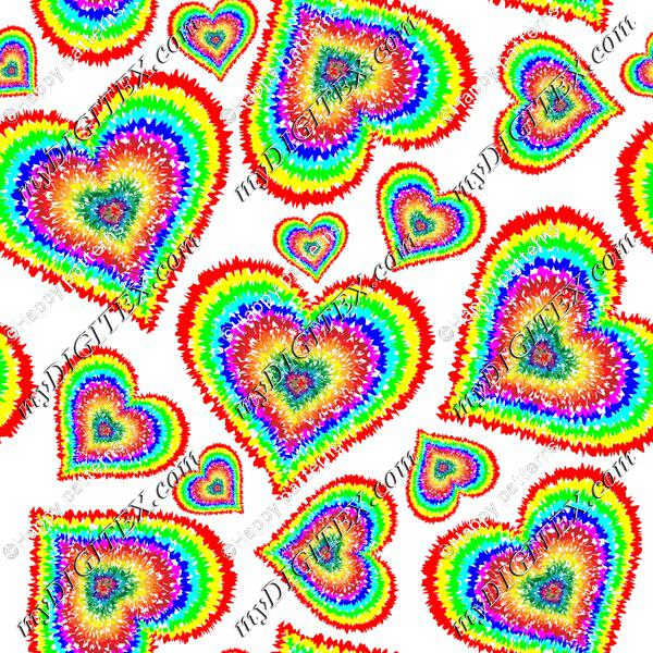 rainbow hearts white