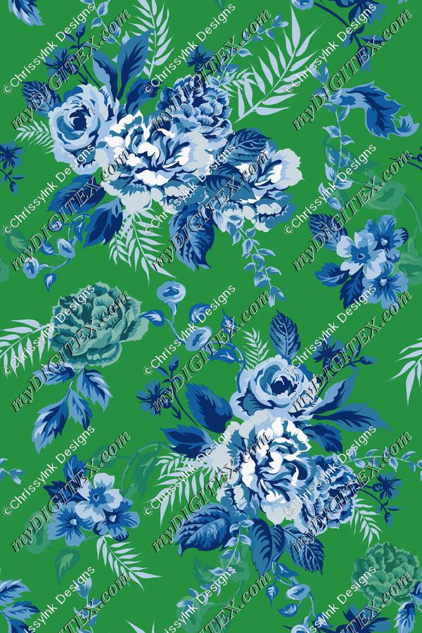 Roses blue on green