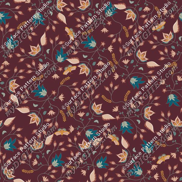 Puce Red Flower - Pattern