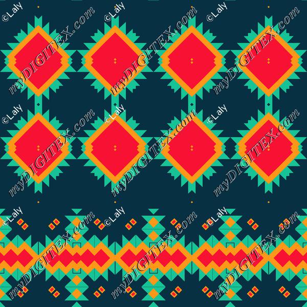 Tribal shapes on a green background