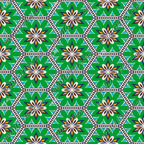 Flowers in hexagons pattern