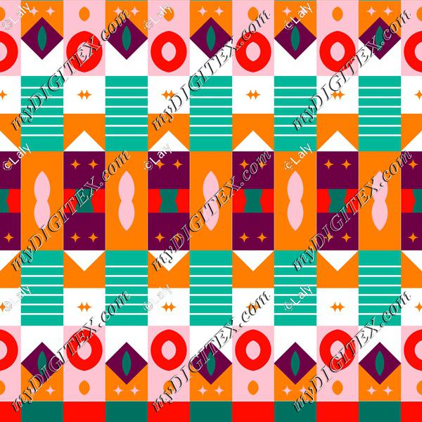 Shapes in retro colors rows