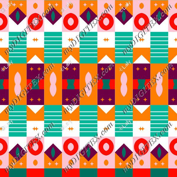 Shapes in retro colors rows