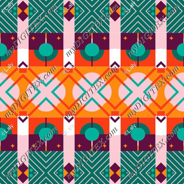 Shapes in retro colors pattern